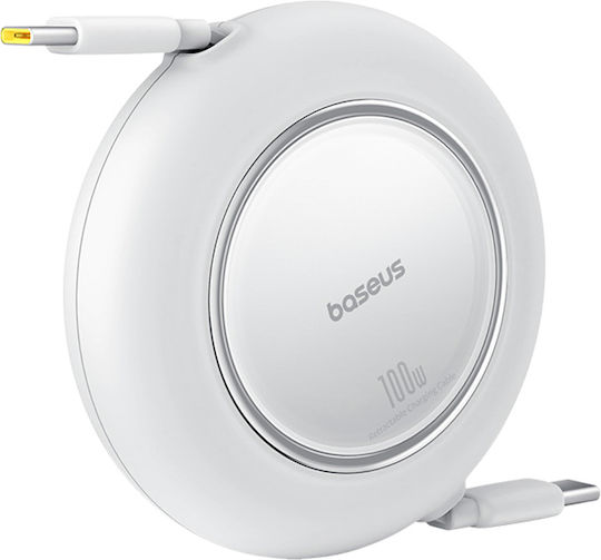 Baseus Mini Extensibil USB 2.0 Cablu USB-C bărbătesc - USB-C 100W Alb 2m