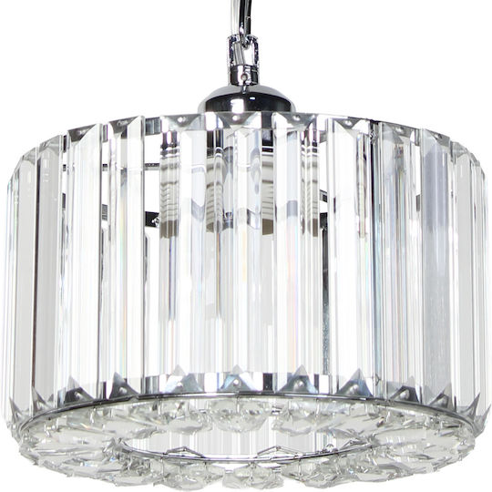 Keskor Hängelampe Silber mit Kristallen für Fassung E27 21x21x13cm.