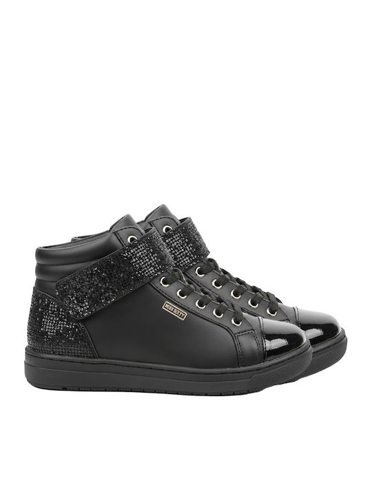 Kids Boots from Patent Leather with Laces Black