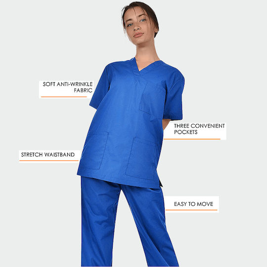 bwell Unisex Hose & Bluse Set Blau