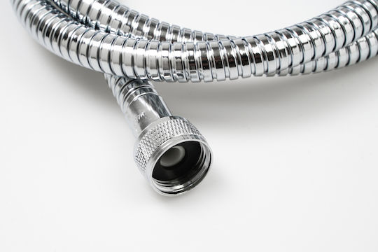 Obus Block Metallic Spiral Shower 175cm Double Winding Heavy Duty Silver