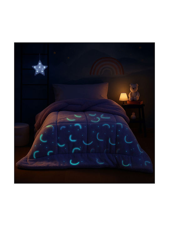 Rythmos Κουβέρτα Fleece Nelie Φωσφορίζουσα Λιλά 220x160εκ.