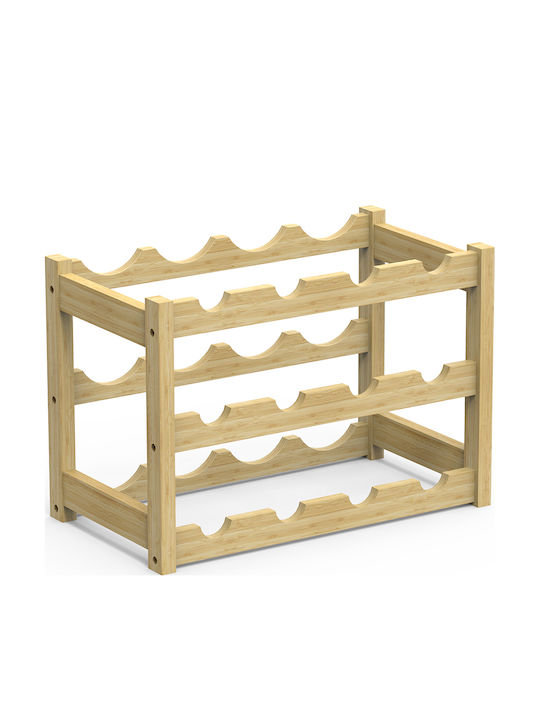 Bakaji Free Standing Wooden Wine Cabinet for 12 Bottles Beige 43.5x24x30cm