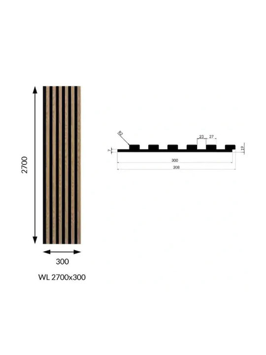 Woodline Acoustic Panel 30x270cm Oak Light Decostar