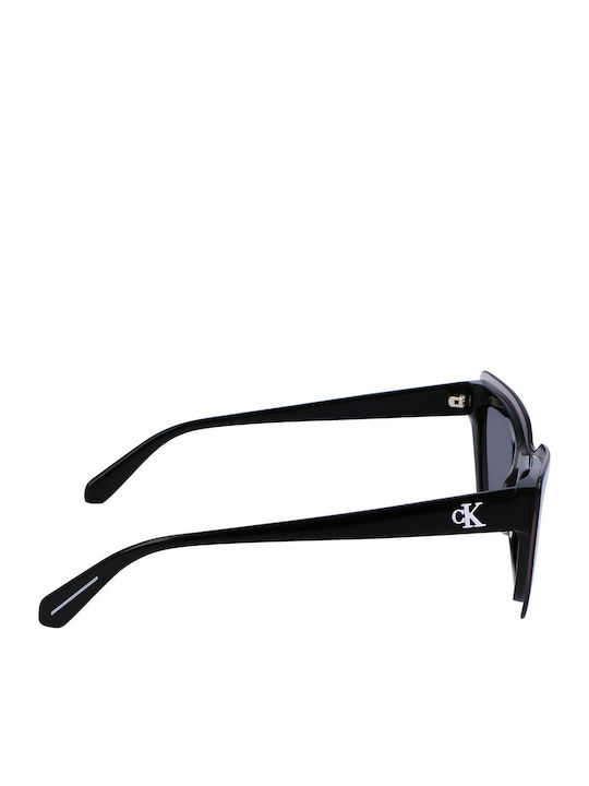Calvin Klein Women's Sunglasses with Black Plastic Frame and Black Lens