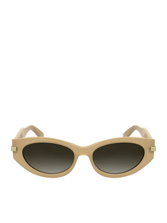 Calvin Klein Women's Sunglasses with Beige Horn-Rimmed Frame and Grey Gradient Lenses CK25502S 209