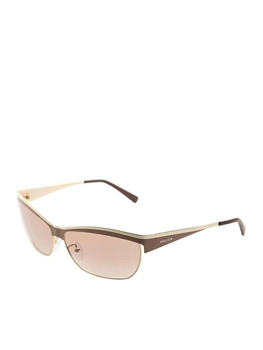 Police Sunglasses Brown with Metal Frame & Pink Lens Police Sunglasses Brown with Metal Frame & Pink Lens