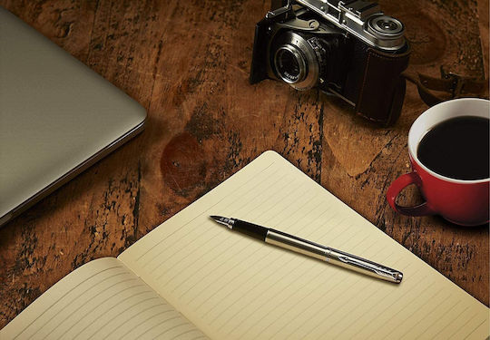 Jotter Core Pen Set Ballpoint Medium with Fountain Pen Medium made of Steel Silver in a case (in a paper cassette)