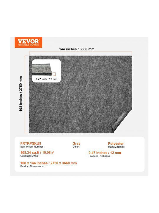 Vevor Vevor Carpet Gray 275x366cm