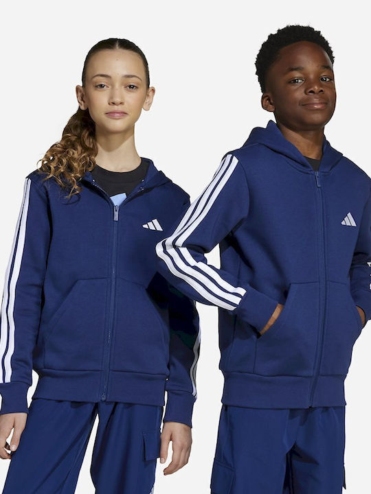 Athletic Kids Cardigan Cotton with Hood Blue Essentials