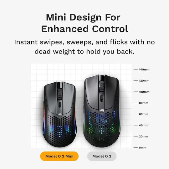 Glorious O2 Mini Ασύρματο Gaming Ποντίκι Μαύρο