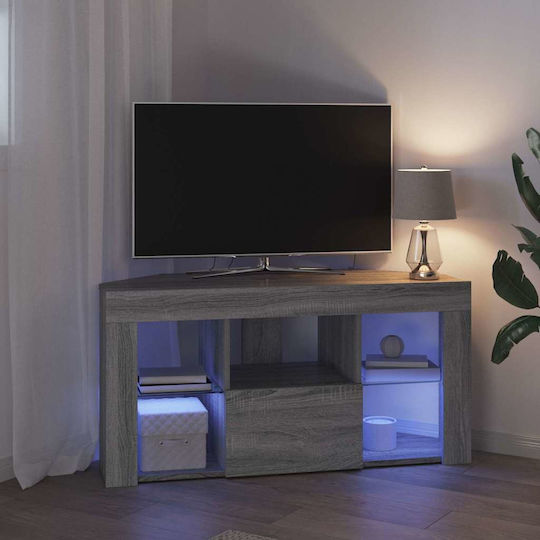 Шкаф за телевизор Ъглово Дървен с LED Осветление Gray Sonoma Д100xШ40xВ50см