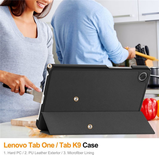 Flip Cover Rezistentă Negra (Lenovo Tab One 8.7)