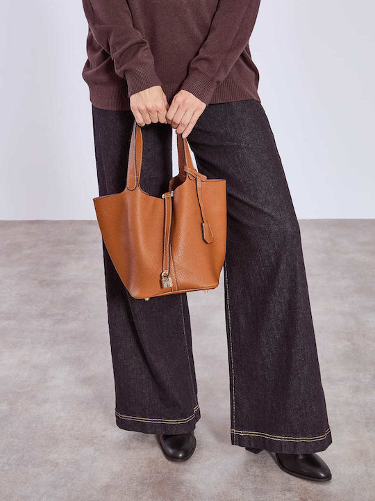 Celestino Women's Artificial Leather Handbag Interior Pouch Tabac Brown