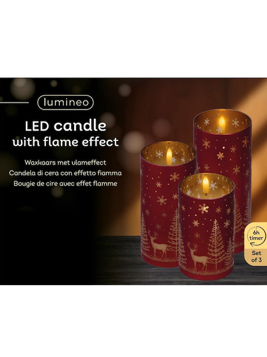 Led Kerze Glaszylinder Rote Wick Flame Set 7,5×17,5 15 12,5cm Bo Lumineo 489795 00054339