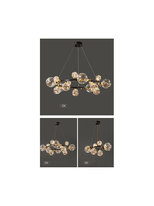 Lightplanet Lustră Transparent LED cu Alb Cald Lumină 80x80cm.