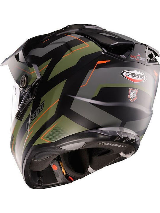 Caberg Tanami Ranger Black/Military Green/Orange Motorcycle Helmet On-Off ECE 22.06 1580gr with Pinlock and Sun Visor