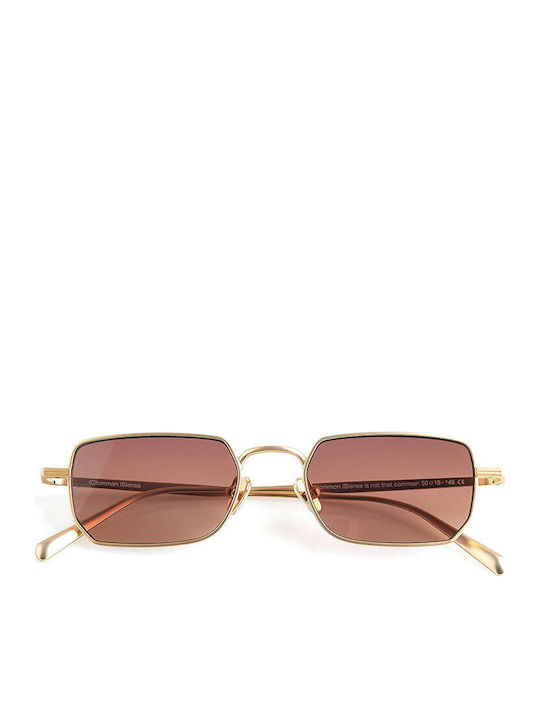 Cs 012 Unisex Sunglasses with Gold Metal Frame and Brown Gradient Lens