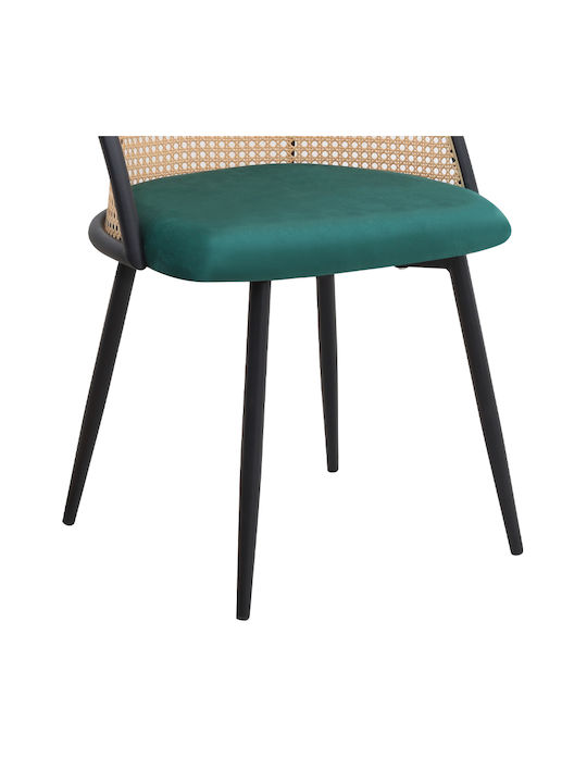 Jacob Dining Room Velvet Chair Cypress Green - Black 52x50x77cm