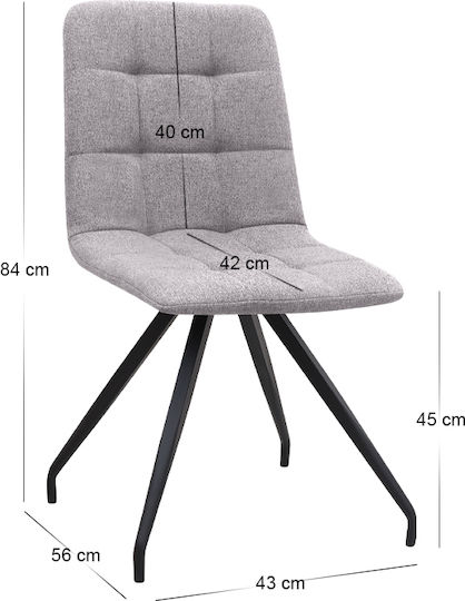 Bianca Dining Room Fabric Chair Beige - Black 43x56x84cm