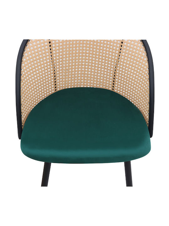 Jacob Dining Room Velvet Chair Cypress Green - Black 52x50x77cm