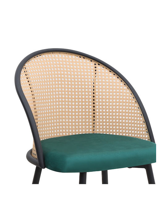 Jacob Dining Room Velvet Chair Cypress Green - Black 52x50x77cm