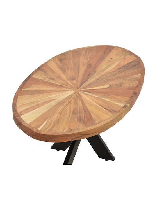 Masa De Cafea Centrală Ovală Din Lemn Masiv Nuanță Naturală/Neagră L120xL60xÎ45cm