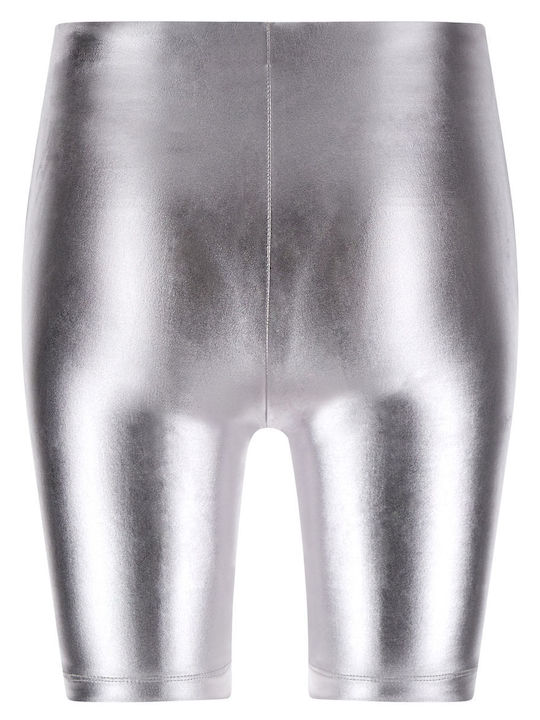 Women's Bike Everyday Legging Shiny & High Waisted Silver