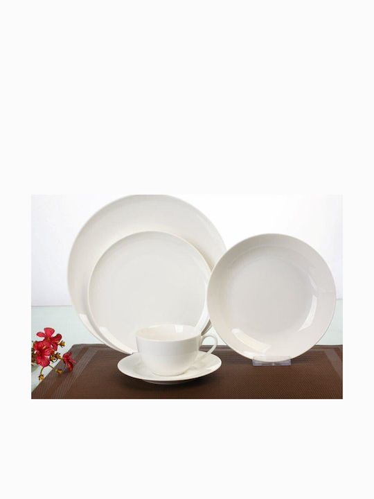 Cryspo Trio Silk Pure White Porcelain Dinnerware Set 20pcs