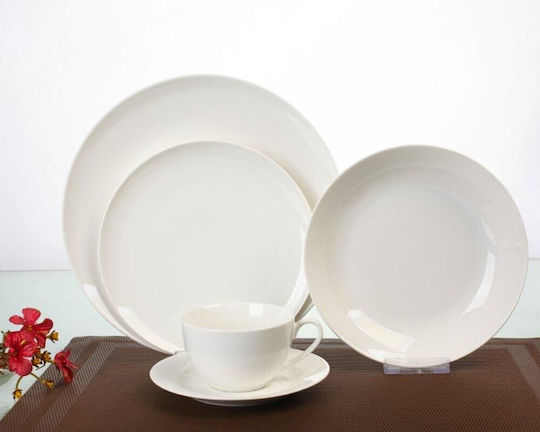 Cryspo Trio Silk Pure White Porcelain Dinnerware Set 20pcs