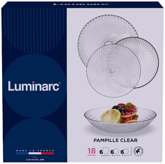 Luminarc Pampille Σερβίτσιο Πιάτων από Πορσελάνη Διάφανο 18τμχ