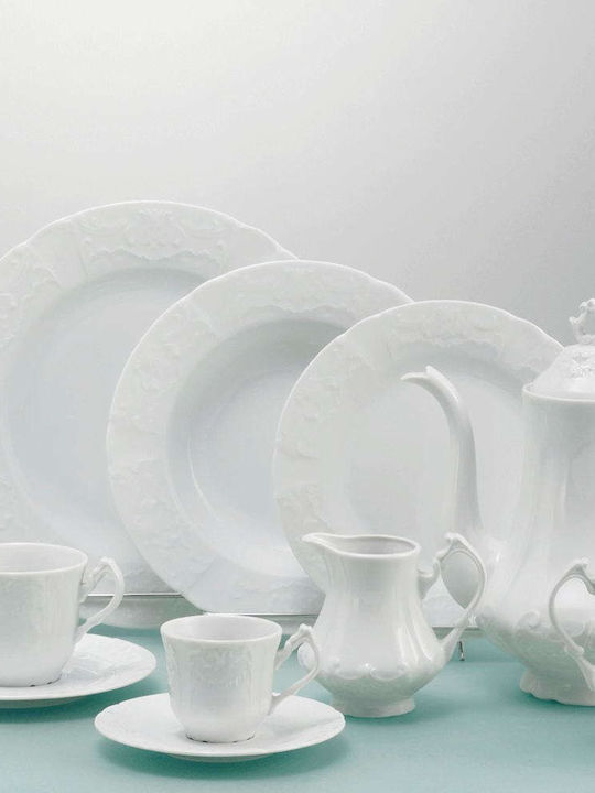 Cryspo Trio Regina Geschirrset aus Porzellan White 53.000.30 72Stück