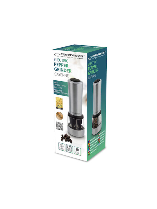 Esperanza Cayenne Electric 2 in 1 Inox Spice Mill 21cm Silver