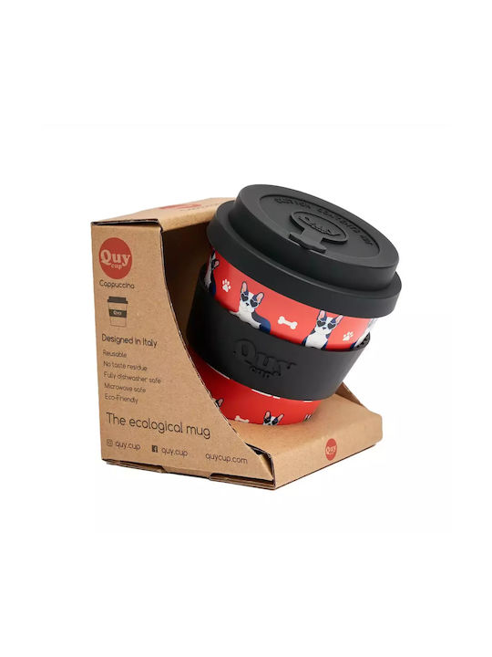 QuyCup Cană Plastic cu Capac Roșie 250ml 1buc