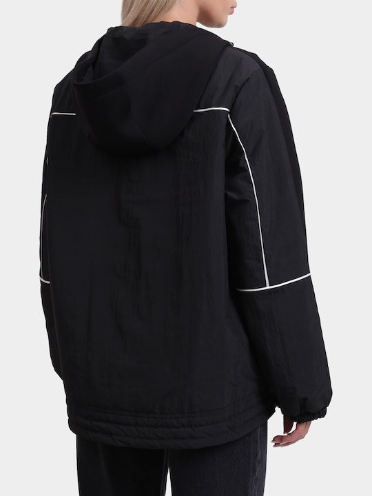 Women's Puffer Jacket for Winter with Hood Black
