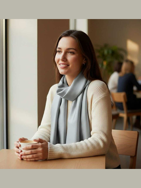 Rebekka Damen Seiden Schal Silber