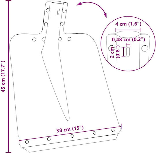 Vidaxl Κεφάλι Φτυαριού Ασημί 45 X 38 Εκ Αλουμίνιο