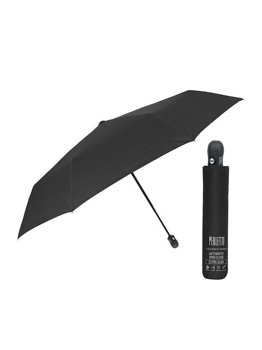 Rain Αντιανεμική Αυτόματη Ομπρέλα Βροχής Σπαστή Μαύρη