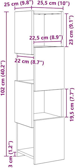 Büroaufbewahrungsschublade und -schrank Holzweiß 25,5x25x102cm