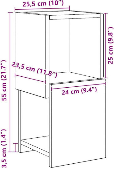 vidaXL Office Storage Cabinet Wooden White 25.5x25x55cm