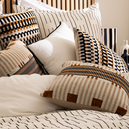 Atmosphera Atmosphera Sofa Cushion Jacquard 100% Cotton Ecru Brown 40x40cm