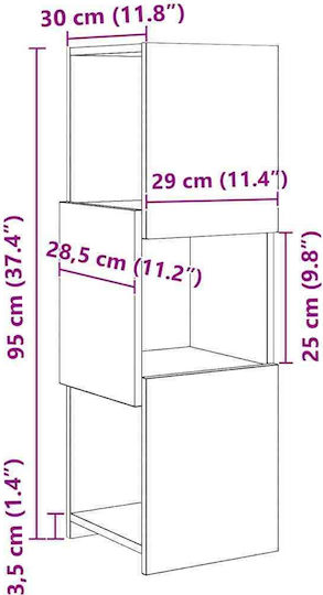 Schreibtischschrank aus Holz Weiß 30,5x30x95cm