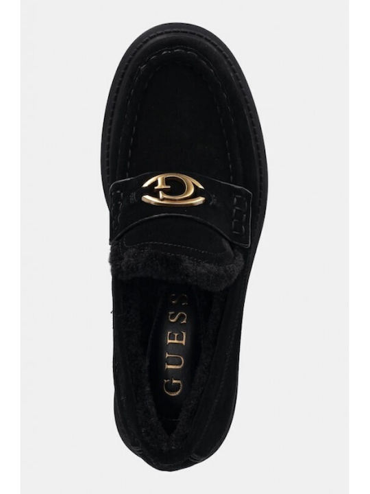 Leather Women's Loafers in Black Color