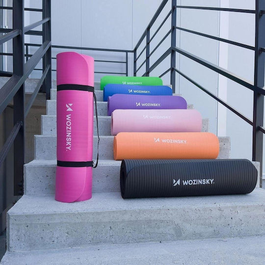 Wozinsky Pilates Exercise Mat Blue with Carry Strap 181x63x0.9cm