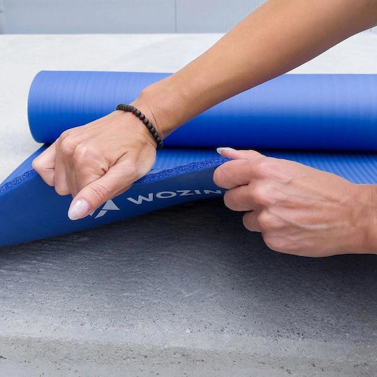 Wozinsky Pilates Exercise Mat Blue with Carry Strap 181x63x0.9cm