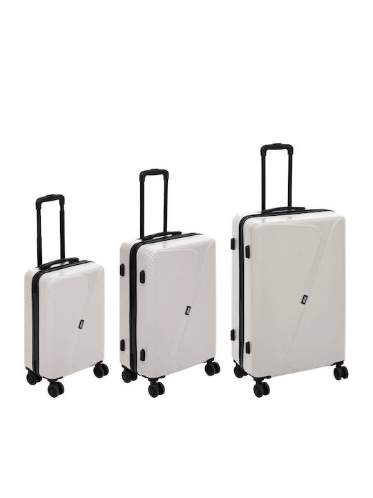 5Five Hard Cream Suitcases with 4 Wheels Set of 3 Pieces