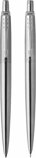 Parker Jotter Core Duo Pen Set Ballpoint Medium with Mechanical Pencil made of Steel Silver in a case