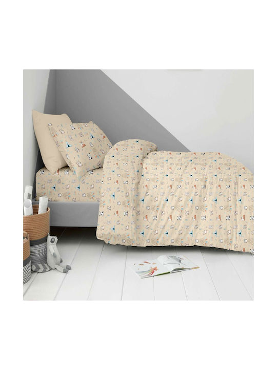 Astron Italy Παιδικό Κουβερλί Μονό Boho Animals Μπεζ 160x250εκ.