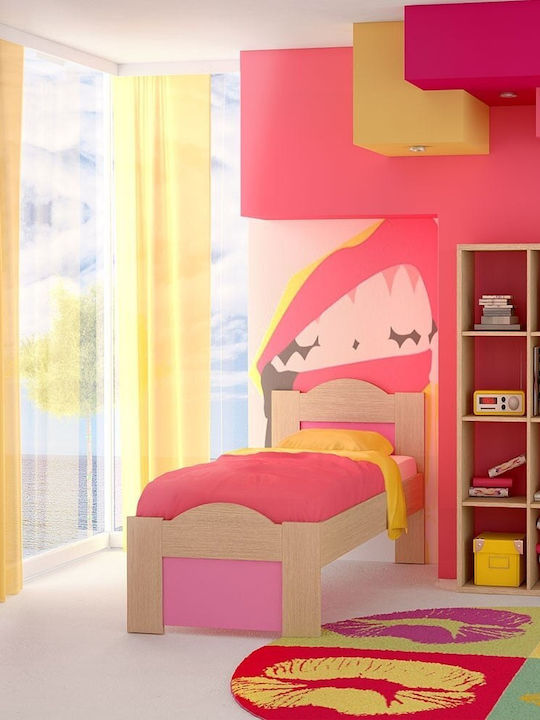 Welle Kinderbett Semi-Doppel Rosa für Matratze 110x190cm