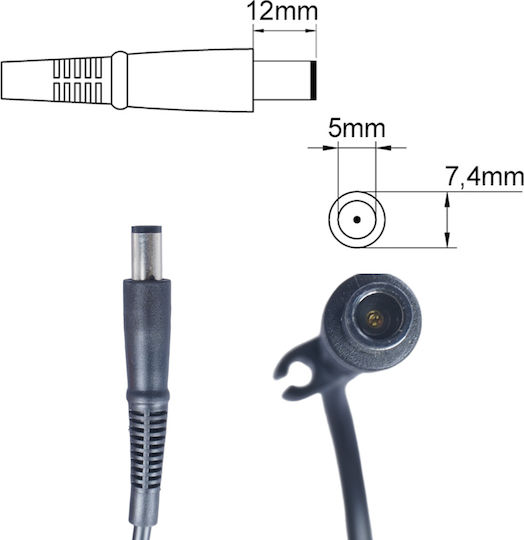 Ac Adapter Зарядно за лаптоп 90W 19V 4.74Спецификация за HP / Compaq с Отделяем Кабел за Захранване